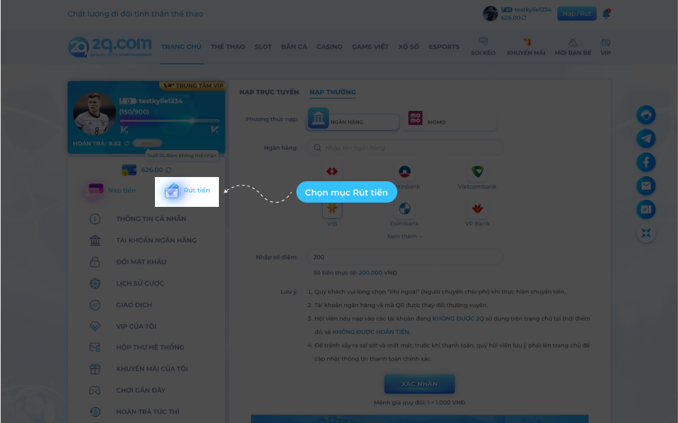 cách rút tiền 2q